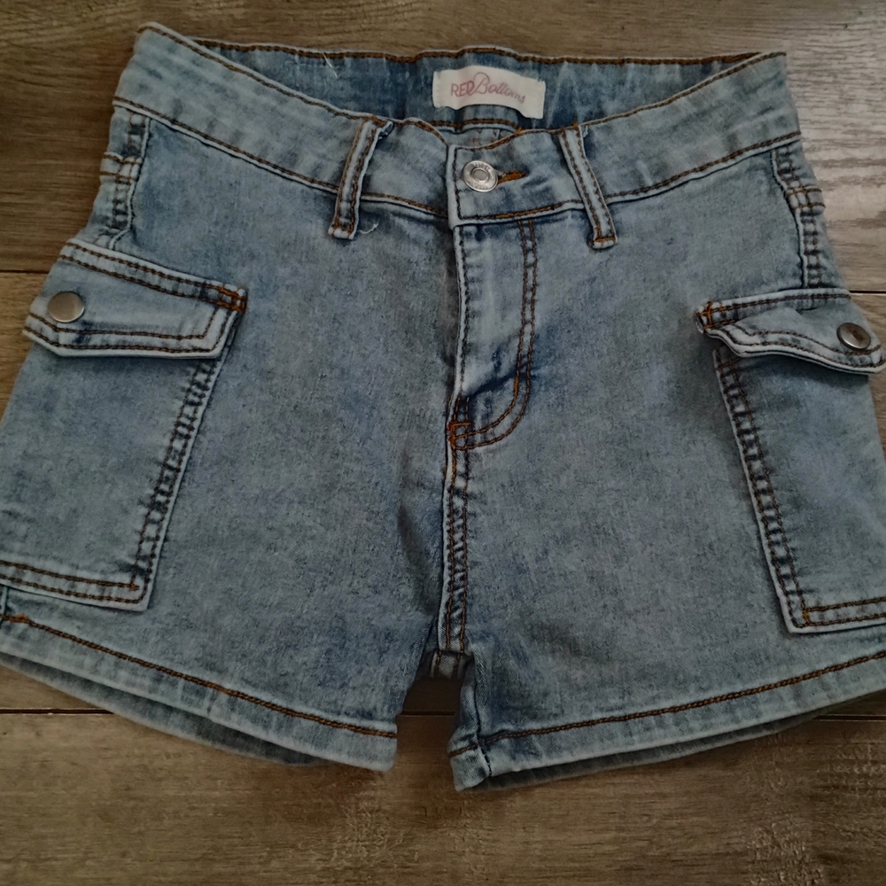 Red Bottom Blue Jean Shorts Utility Style
